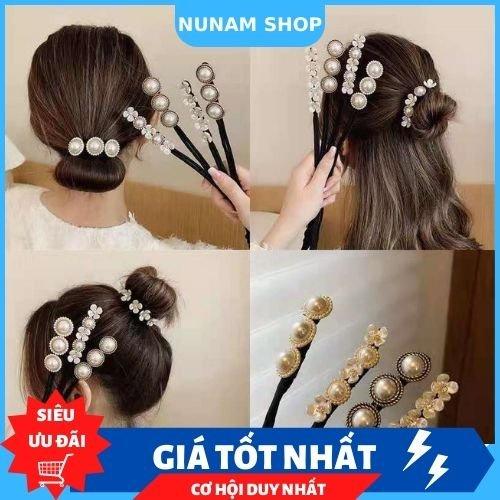 Dây bới tóc ngọc và hoa thanh lịch sang chảnh Nunam Shop