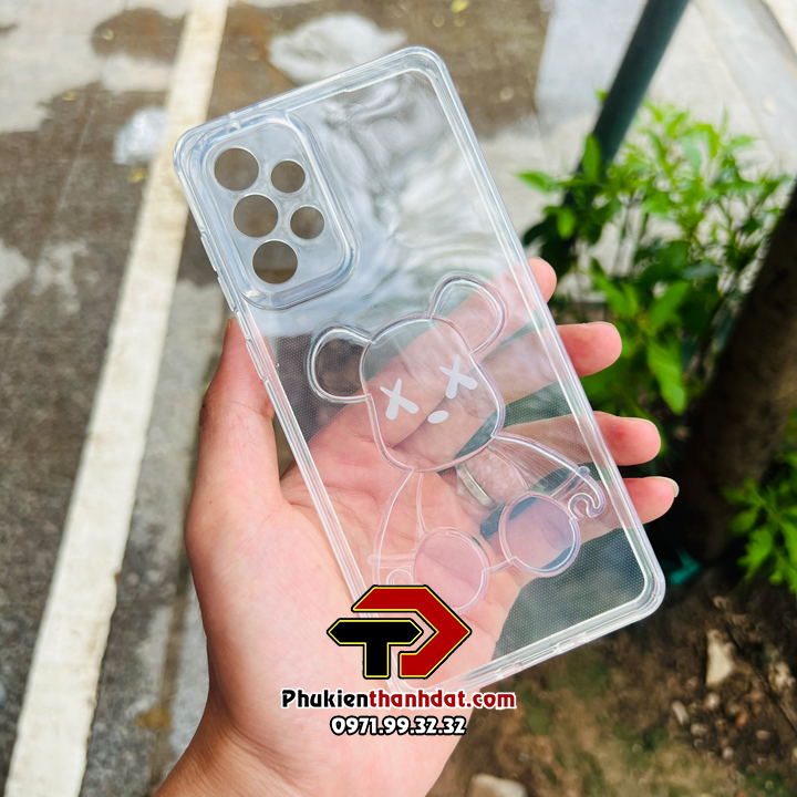 Ốp lưng dành cho SamSung Galaxy A73 hình gấu Bearbrick nổi 3D, trong suốt chống sốc
