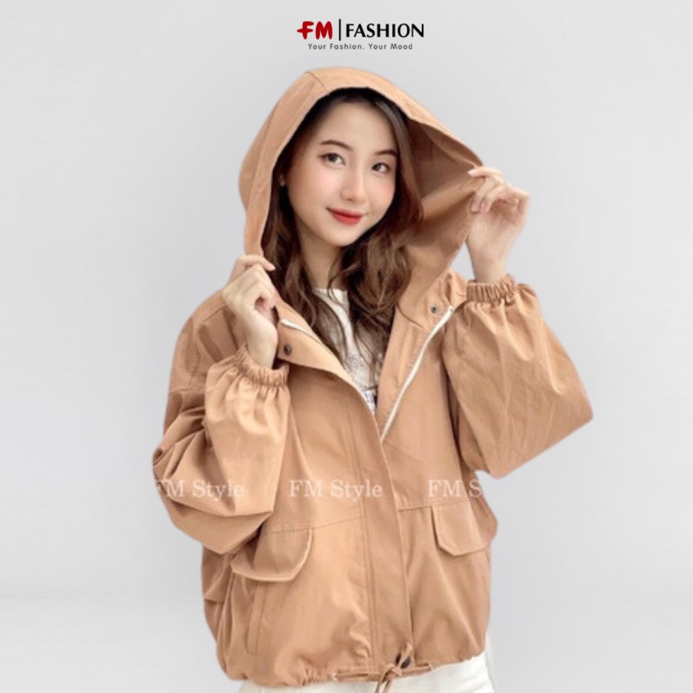 Áo khoác nữ FM Style form rộng có mũ chất kaki xịn màu sắc hàn quốc siêu xinh 207300009