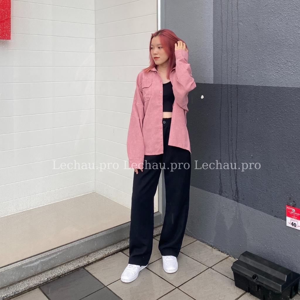 Áo khoác nhung tăm unisex form rộng ulzzang hottrend AKSMNT03 jacket sơ mi nam nữ streetstyle hàn quốc rẻ đẹp - Xám XL &lt; 75kg &lt;1m73