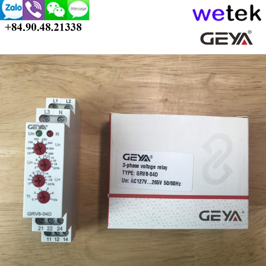 Wetek | Geya GRV8-04D Relay điện áp 3P+N, bảo vệ cao thấp áp,thứ tự pha, mất pha, ngược pha, 18mm, DIN, 2xSPDT