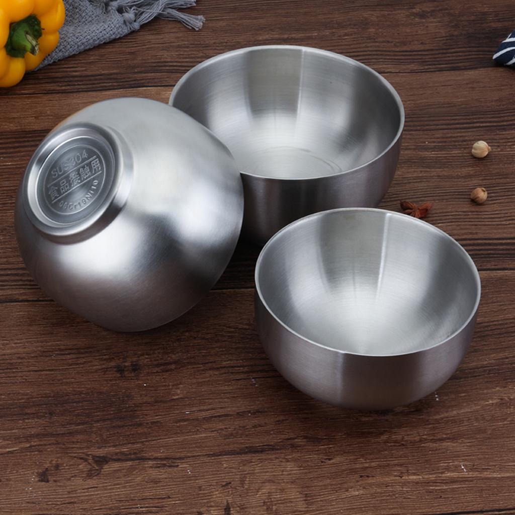 2 Pcs Stainless Steel Bowls Set Multipurpose Rice Serving Bowl Korean Style