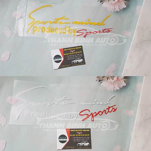 TEM chữ SPORT MIND TRANG TRÍ Ô TÔ