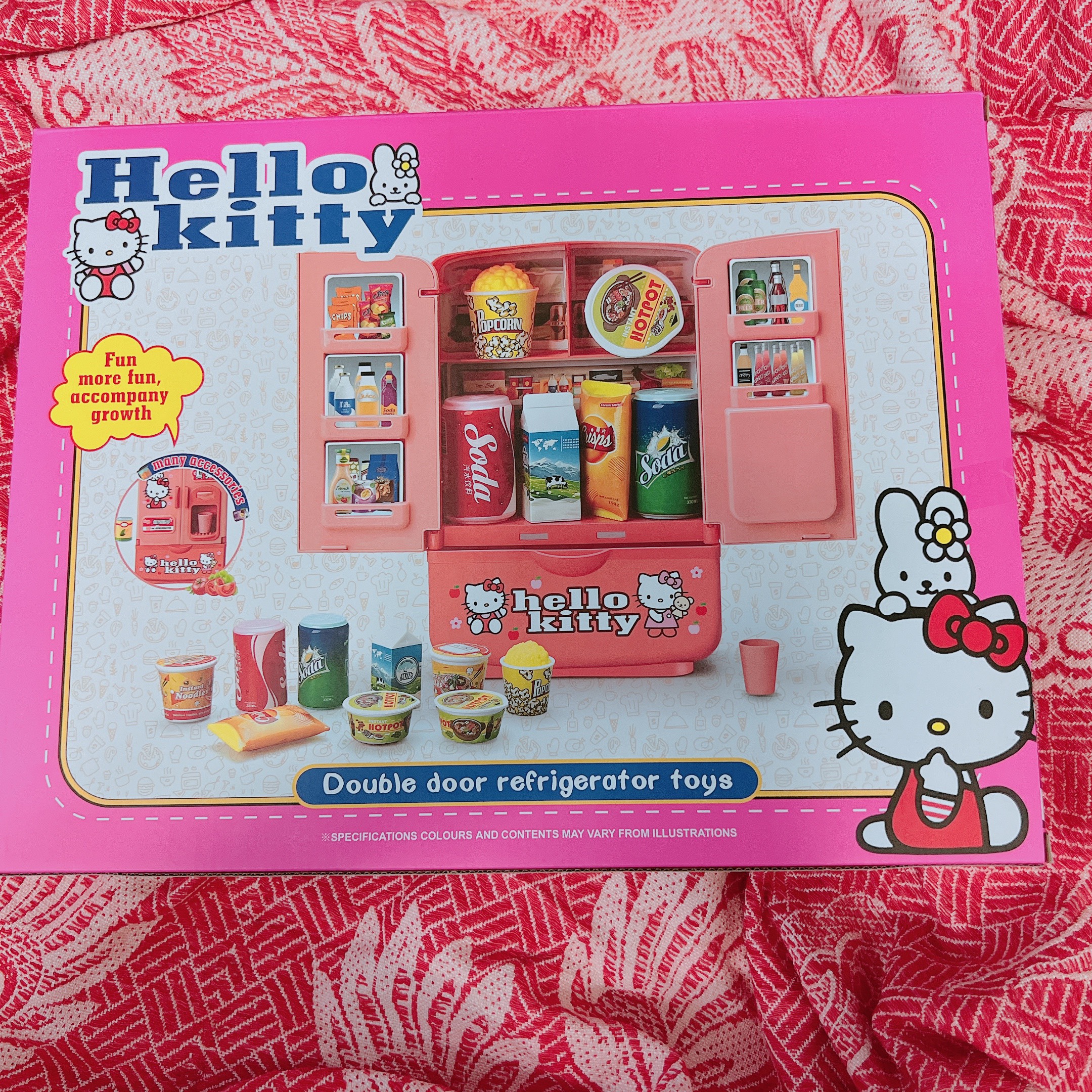 Đồ chơi Mô hình Tủ lạnh hello kitty MÀU HỒNG gồm nhiều món - HỘP QUÀ TẶNG CHO BÉ GÁI
