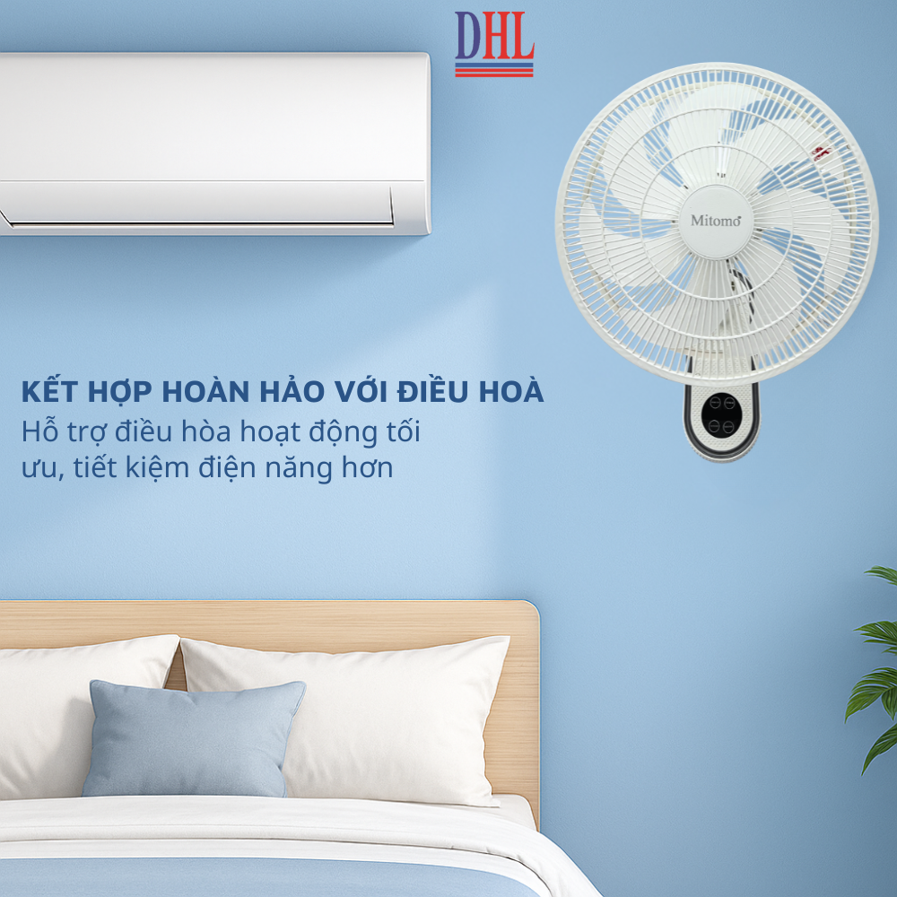 Quạt treo tường FTT-60AEC-D39W có remote, công suất 60W, hẹn giờ thông minh lên đến 12 tiếng - hàng chính hãng Bảo hành 2 năm