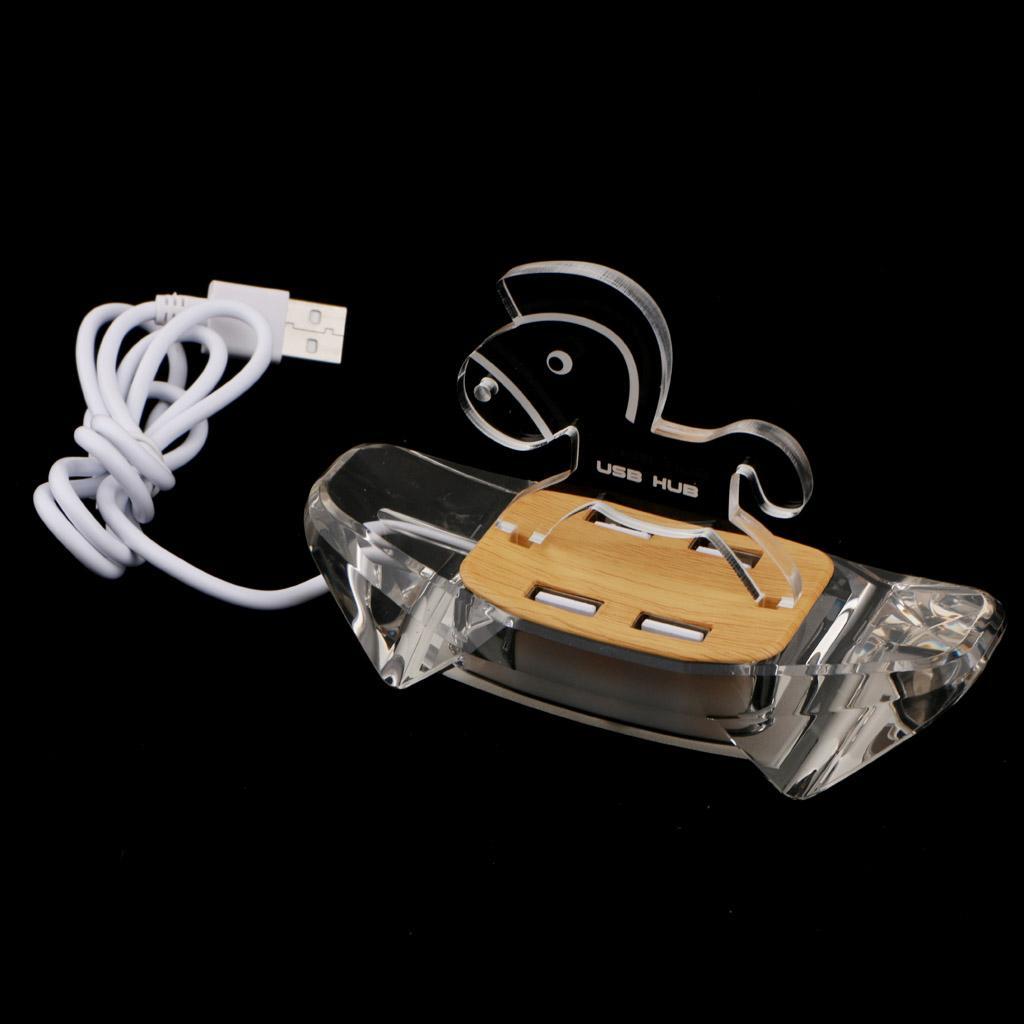High Speed 4 Port USB 2.0 Multi HUB Splitter Expansion w/Led Light for PC
