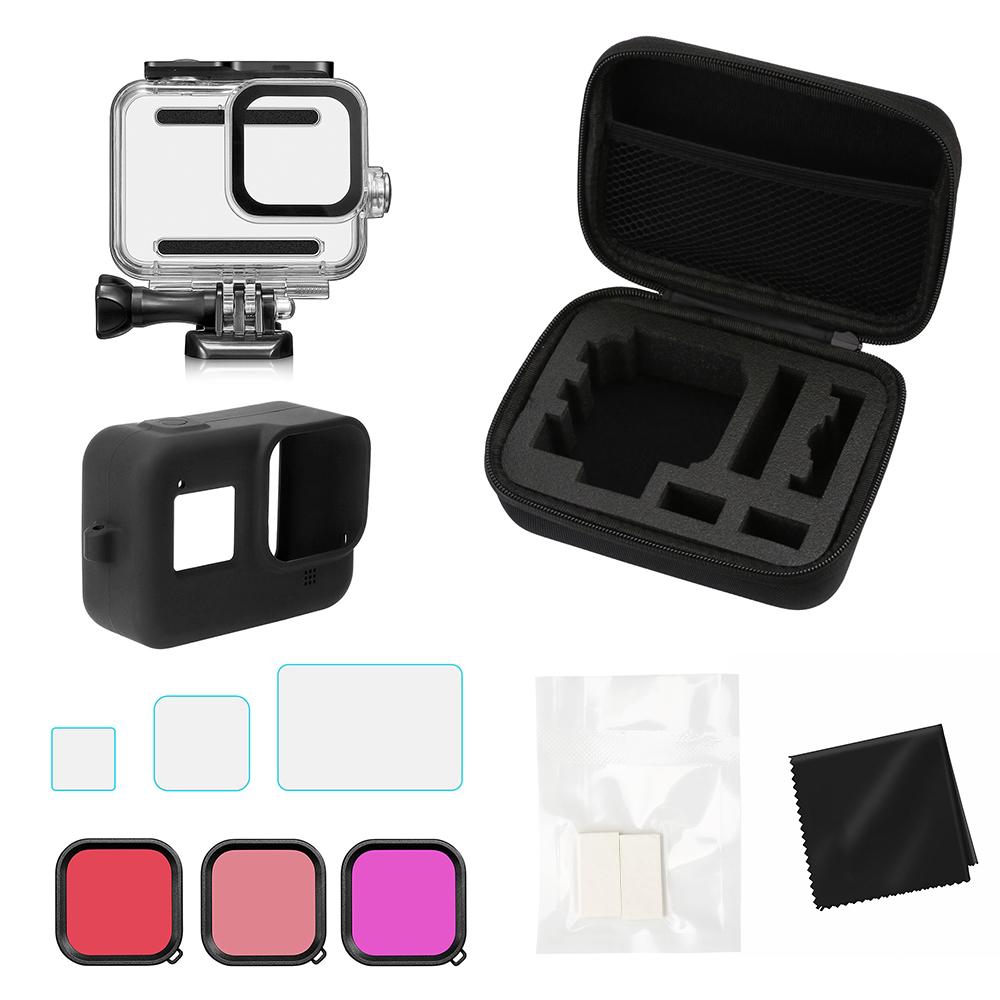 Camera Accessories Kit Compatible with GoPro Hero 8 with Storage Case Waterproof Housing Screen Protectors Silicone