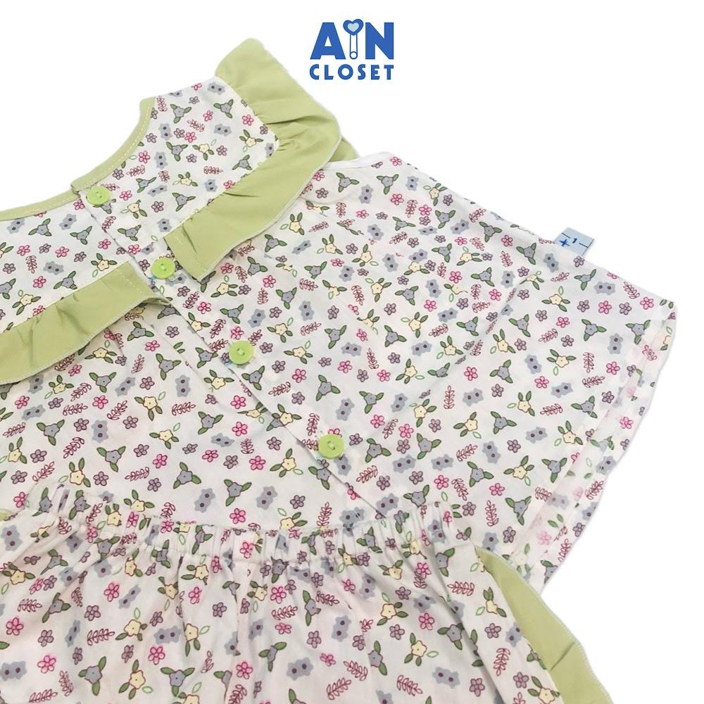 Bộ quần áo ngắn bé gái họa tiết Hoa Thanh tú viền cốm cotton - AICDBGUCPCH5 - AIN Closet