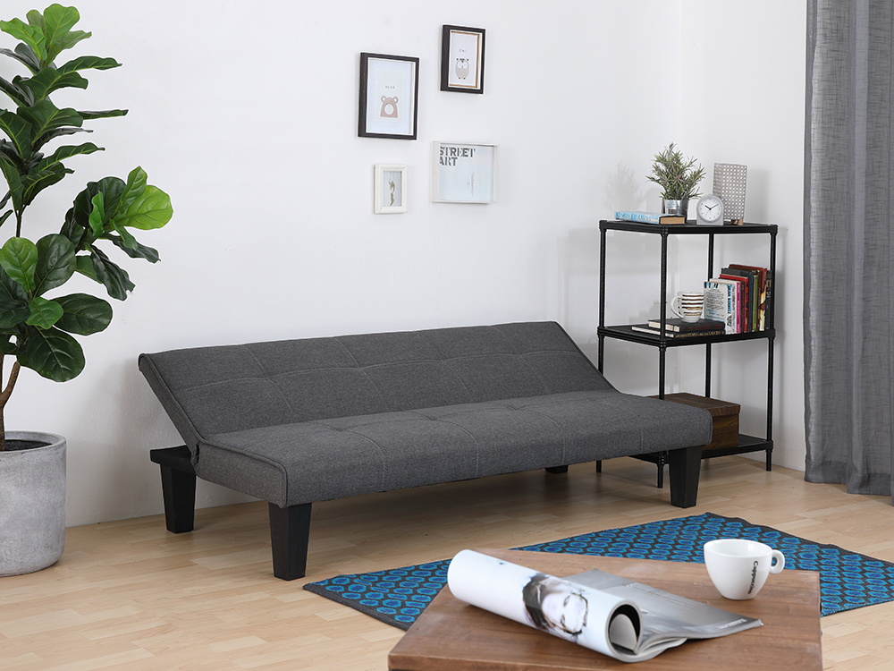 Ghế sofa giường đa năng DAY DREAM khung gỗ, đệm bọc vải XÁM ĐẬM, tựa lưng ngả 3 cấp độ | Index Living Mall -  Phân phối độc quyền tại Việt Nam