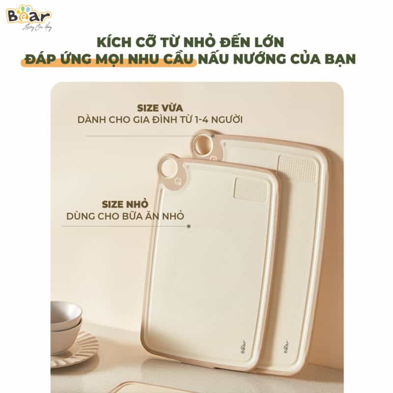 Thớt nhựa kháng khuẩn đa năng Bear CX-E0023 size S. Hàng chính hãng