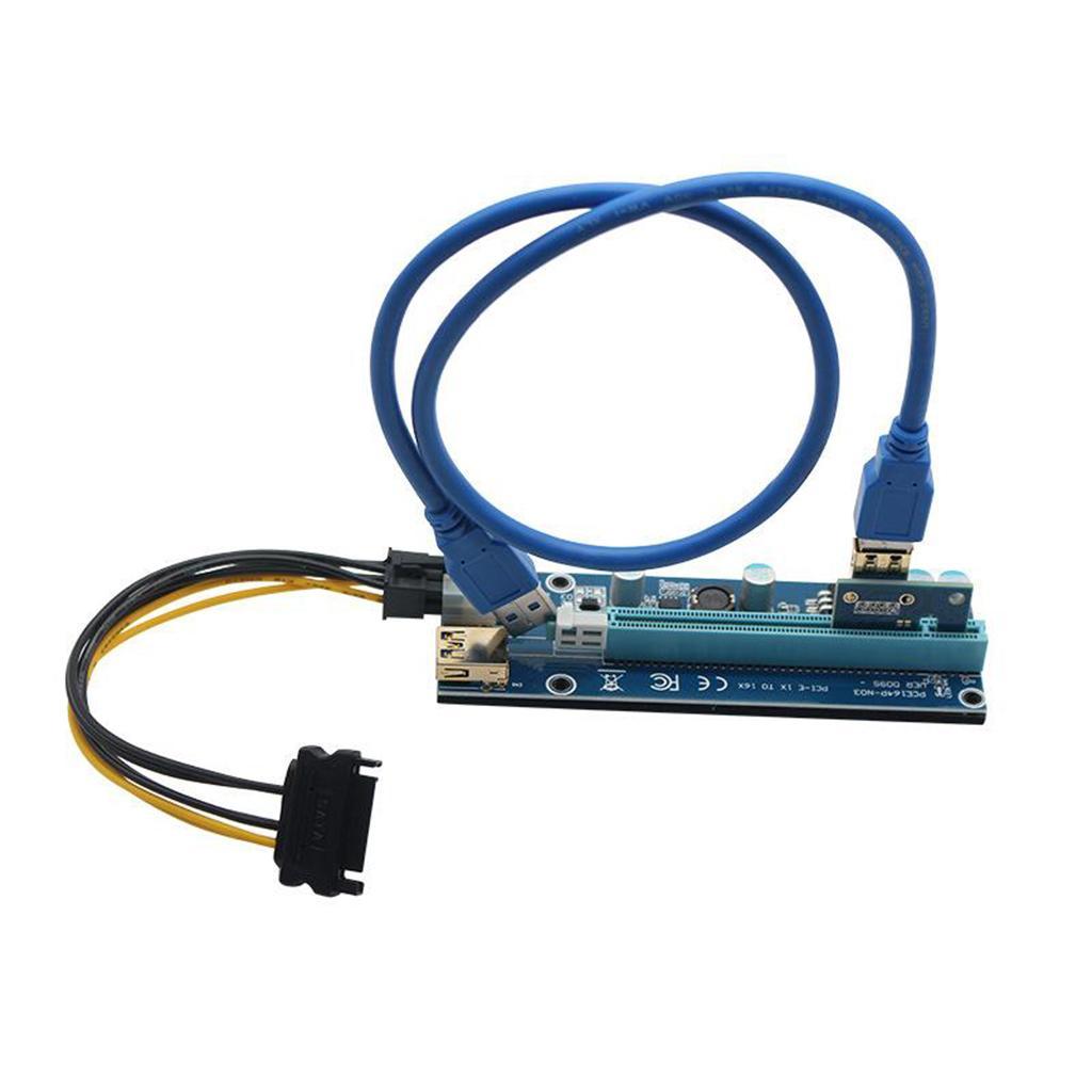 2x60cm PCI-E Riser Card 009S 1x to 16x Extender Adapter USB 3.0 Cable