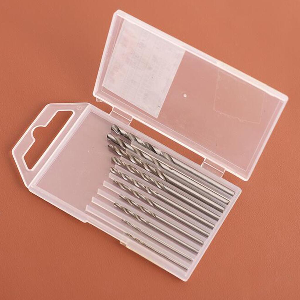 10 Piece Drill Bit Set In Plastic Case - HSS  Drill Bits For Hand Drill