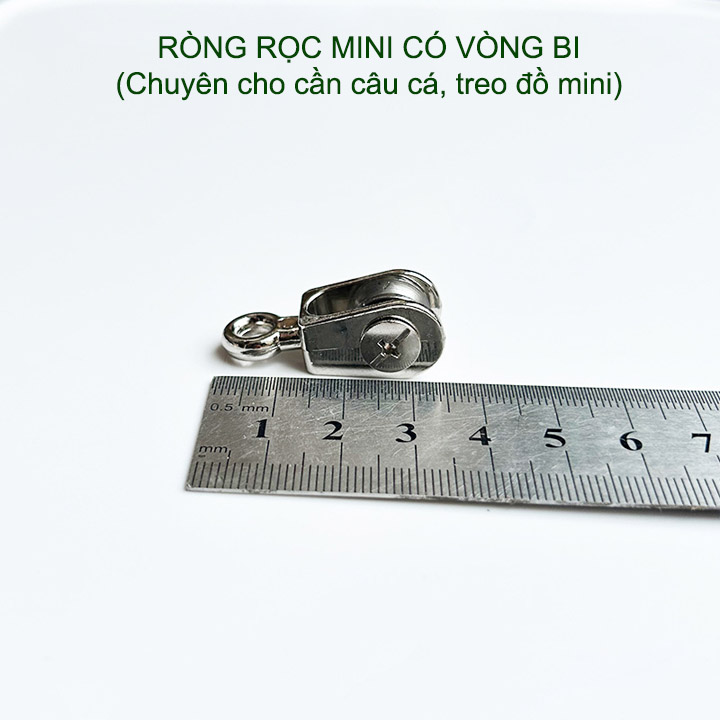 Combo 2 ròng rọc mini gắn cần câu cá, kéo đồ đa năng, loại có vòng bi, bằng kim loại