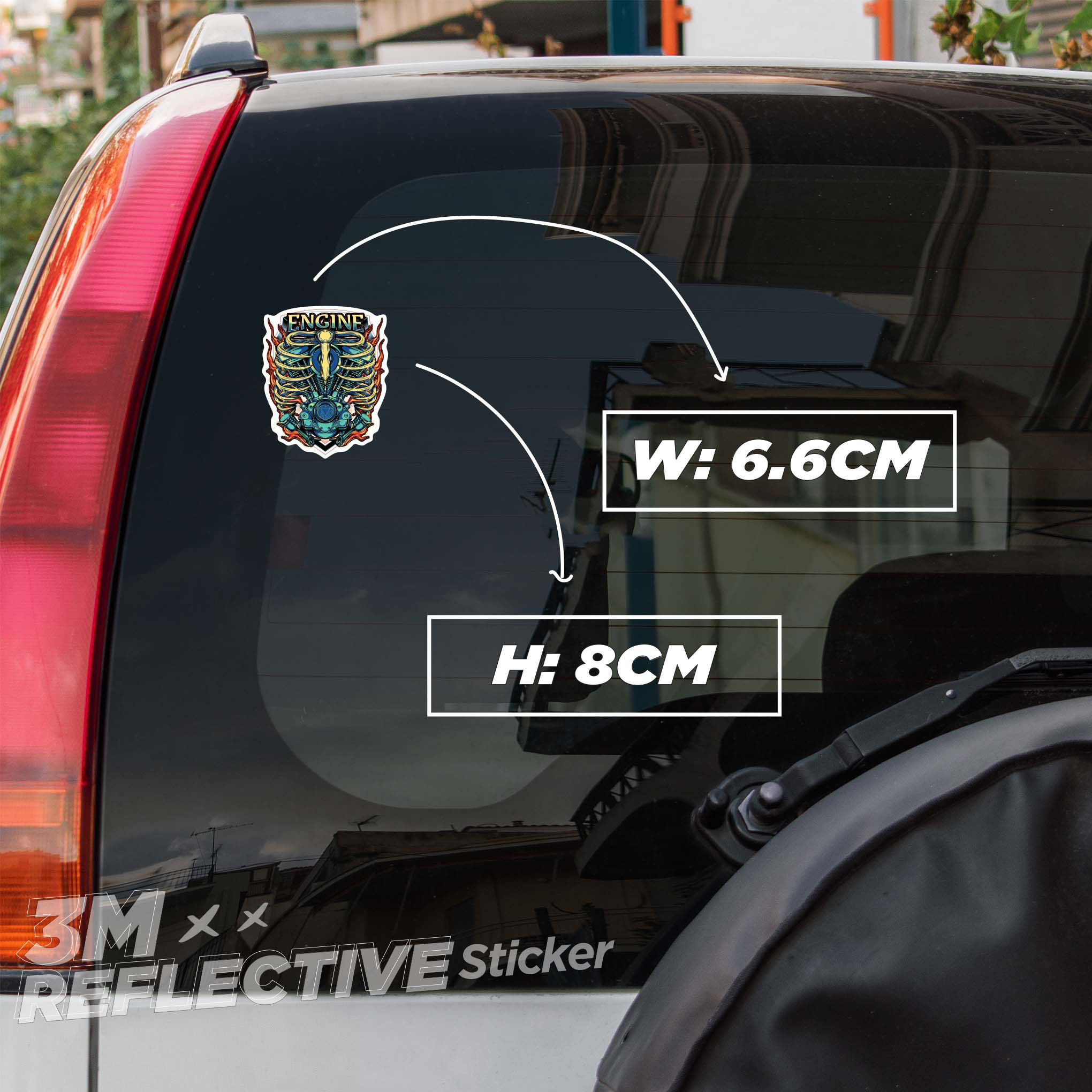 ENGINE SKELETON 3M - Reflective Sticker Die-cut Hình dán phản quang thương hiệu STICKER FACTORY
