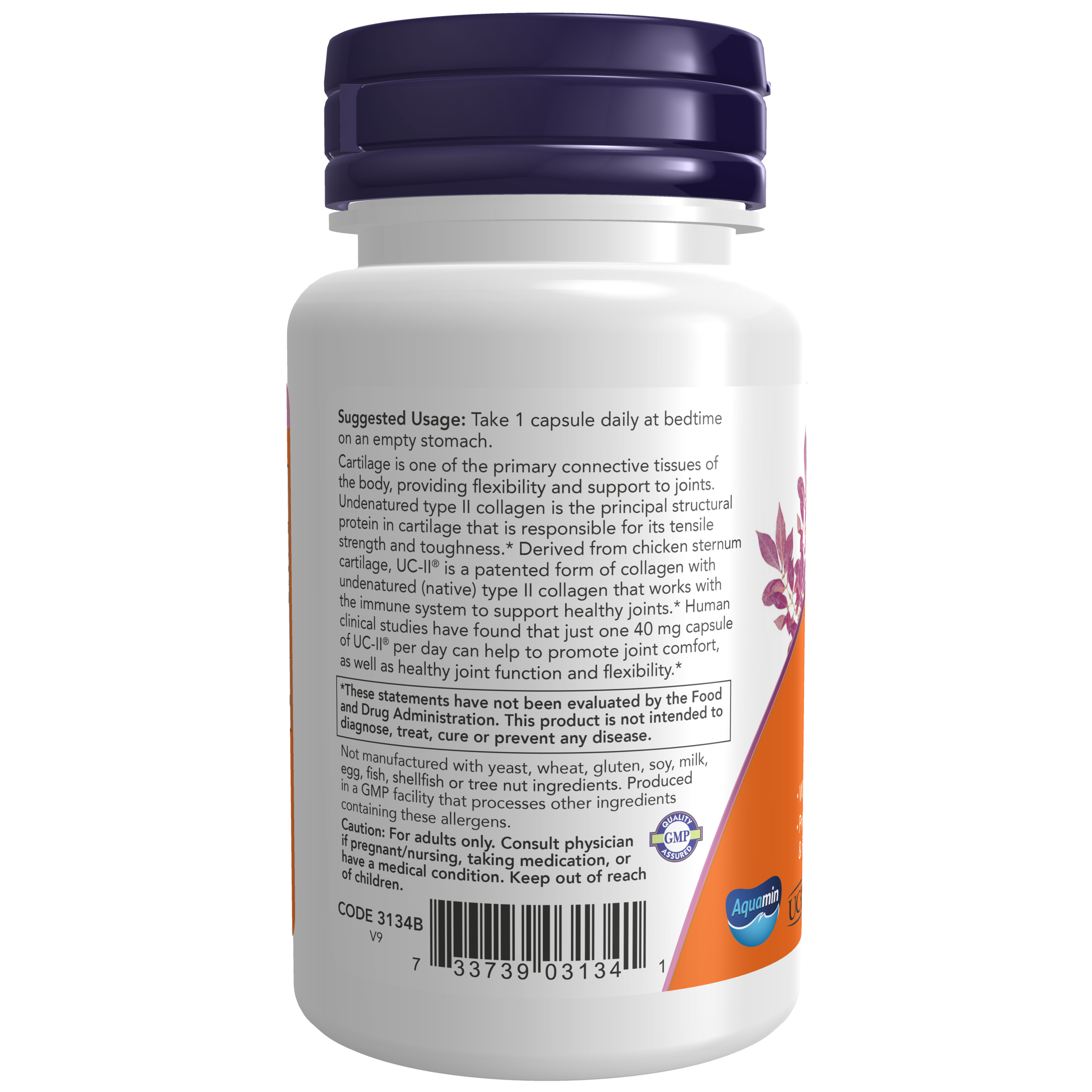 UC-II Type II Collagel 40 mg 60 VCAPS hãng Now foods USA Cung cấp dưỡng chất, bảo tồn sụn khớp hư hại, giamr thoái hóa sụn khớp