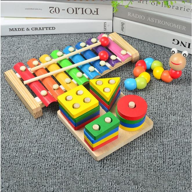 Combo bộ đồ chơi gỗ thông minh phát triển tư duy trí tuệ cho bé - Combo 4 5 7 8 món đồ chơi Montessori bằng gỗ an toàn