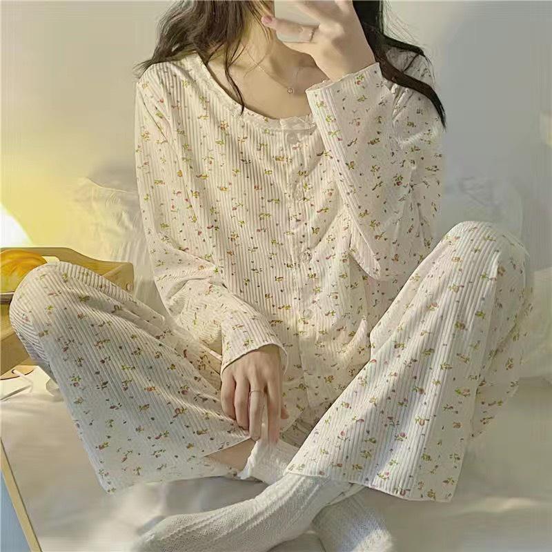BỘ TĂM PIZAMA HOA NHÍ DÀI TAY THỜI TRANG THU ĐÔNG MỚI NHẤT 2021