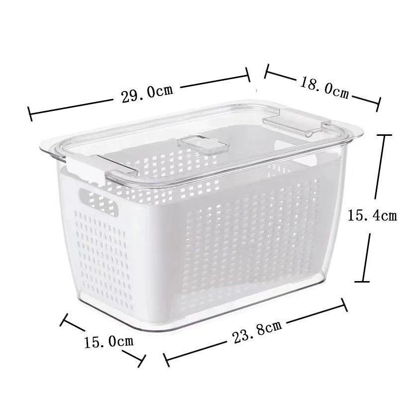 Combo 2 Hộp Nhựa Đựng Thực Phẩm Tủ Lạnh 2 Lớp Có Lỗ Thoát Nước Khóa Thoát Khí Dễ Dàng Bảo Quản Rau Củ