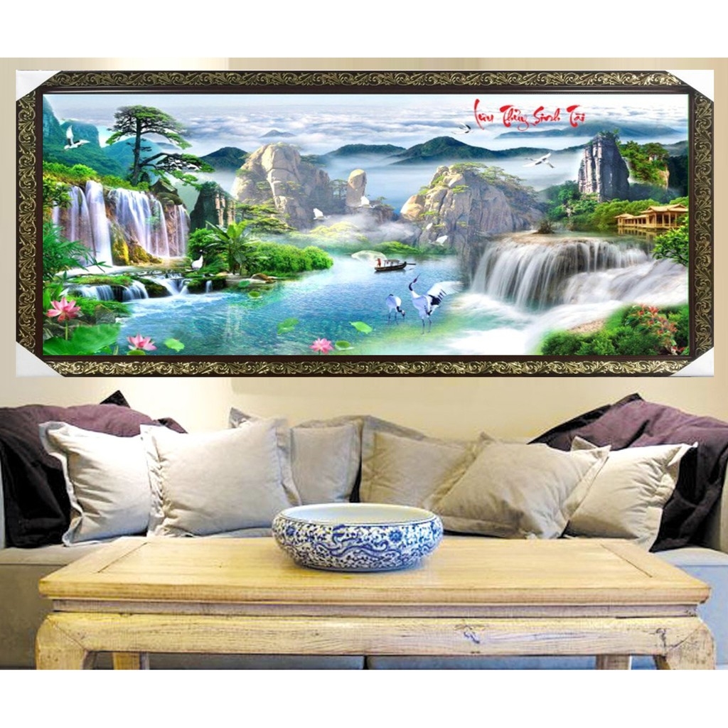 Tranh đính đá Lưu Thủy Sinh Tài chưa đính đá