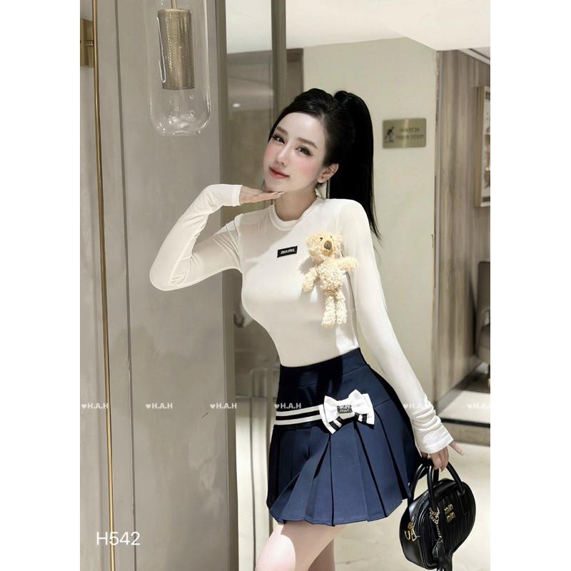SET ÁO DÀI TAY MIUMIU KÈM GẤU&amp;CHÂN VÁY XẾP LY BY JOLIE