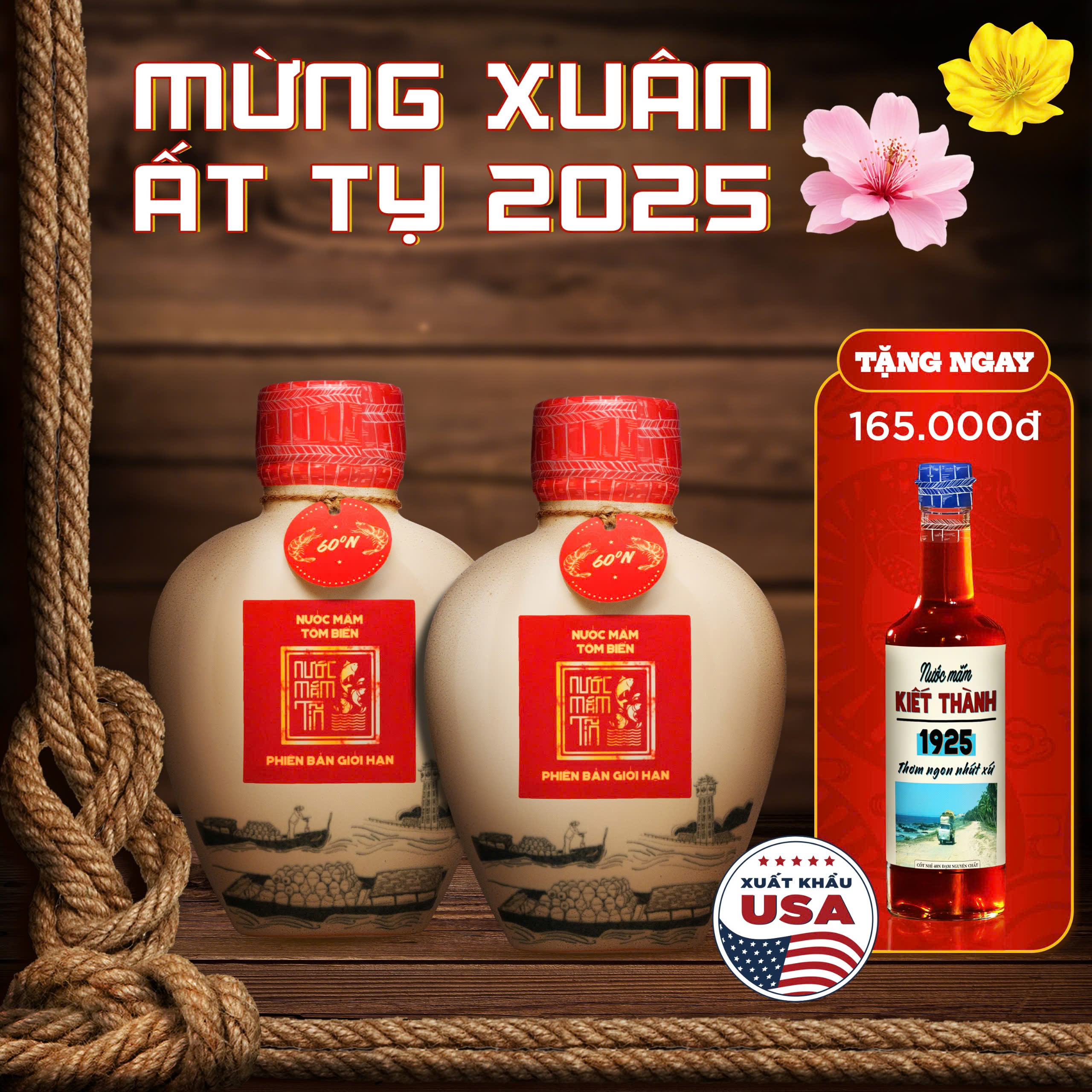 Đặc Sản Phan Thiết - Combo 2 Bình Gốm Nước Mắm Tôm Biển 60N