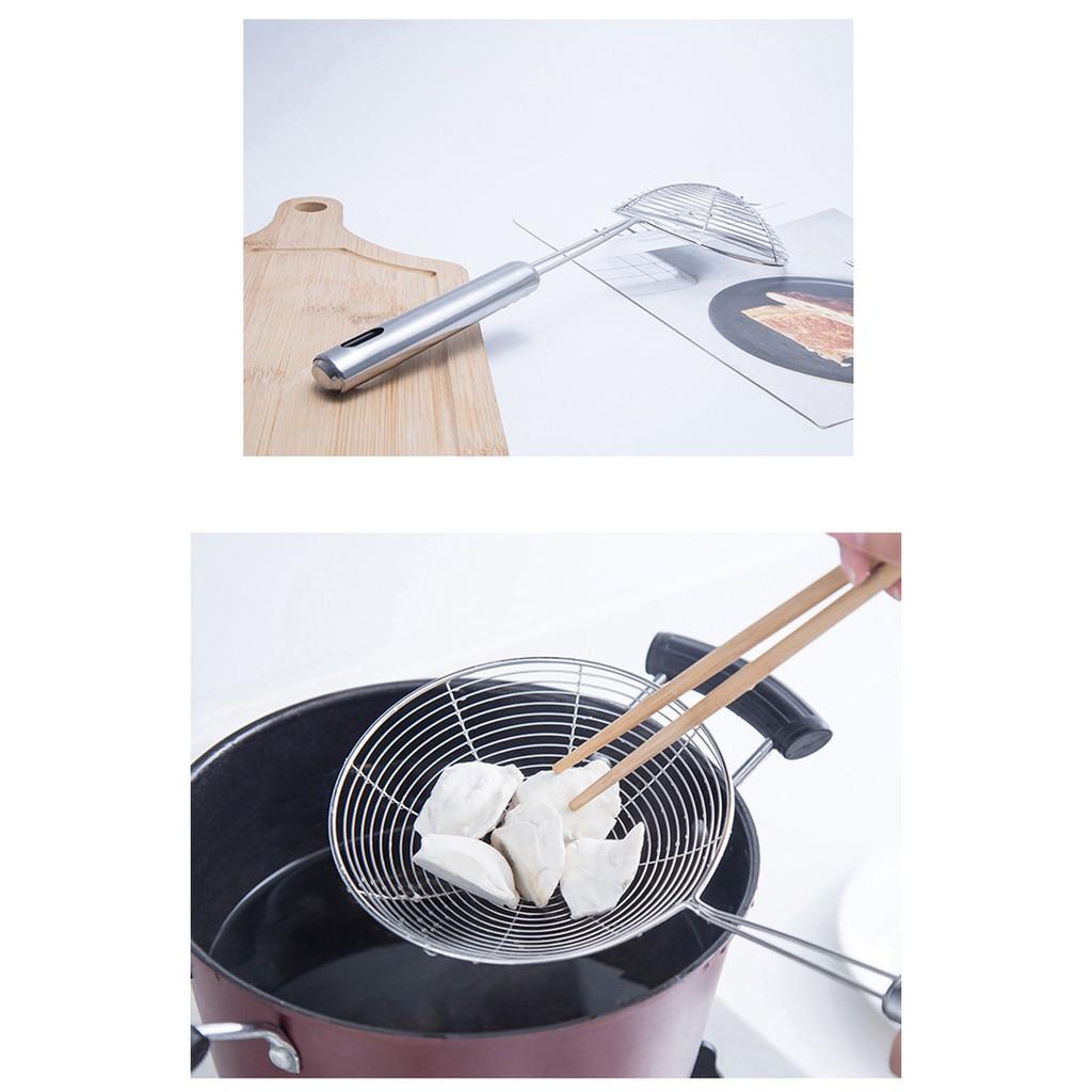 Vợt lẩu, rán chiên, vợt vòng vớt thức ăn cán inox bền đẹp