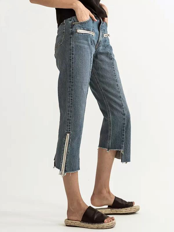 Quần Jeans Nữ MOUSSY Japanese Washed Irregular Zipper Jeans - SIZE 26