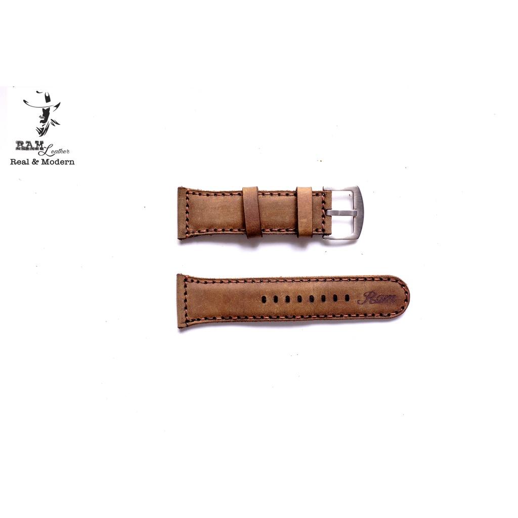 Dây đồng hồ Apple Watch da bò sáp ngựa nâu đất 26mm - RAM Leather
