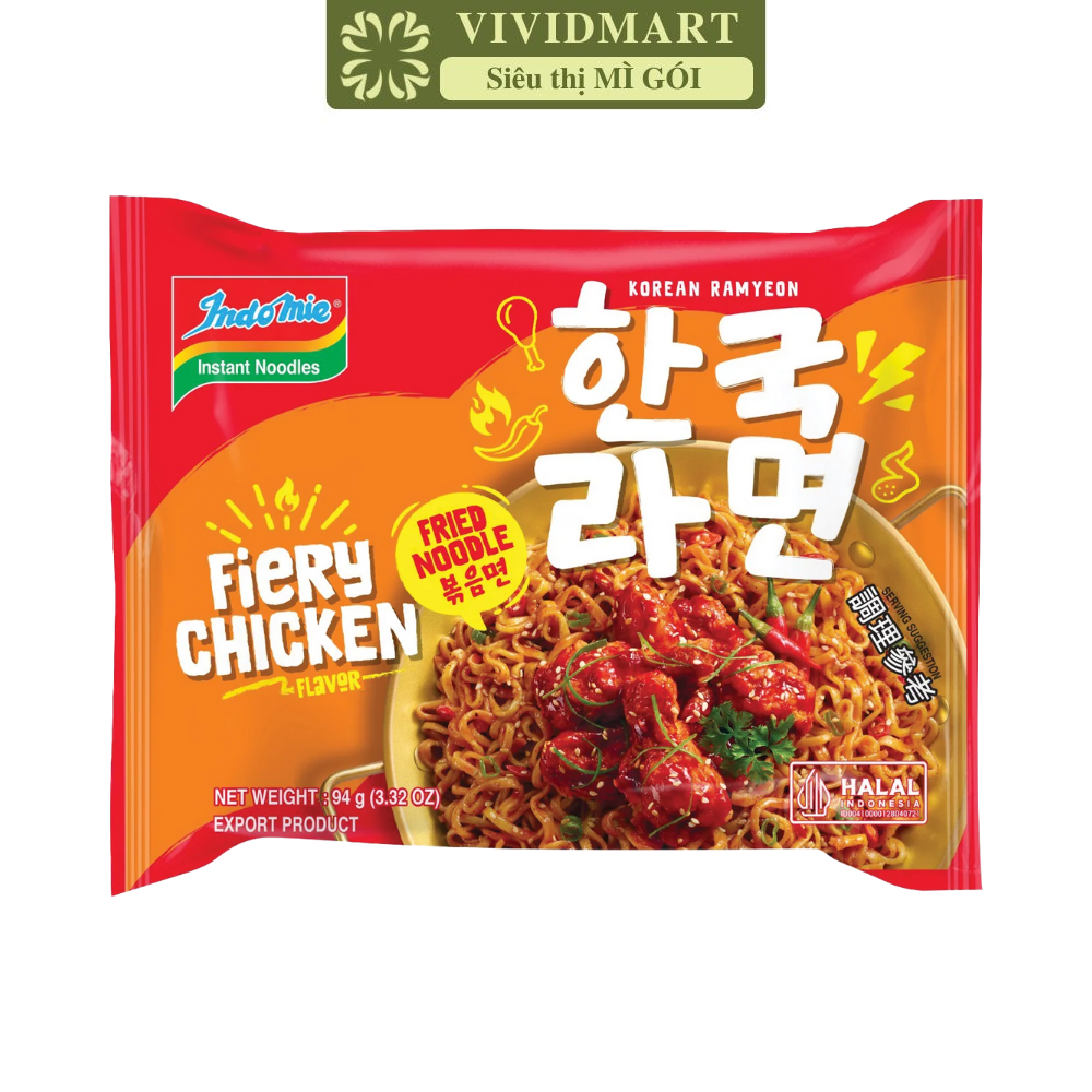 INDOFOOD - Mì trộn Indomie Hàn Quốc hương vị Gà siêu cay, Mì trộn gà siêu cay Indomie Hàn Quốc (83g/gói)