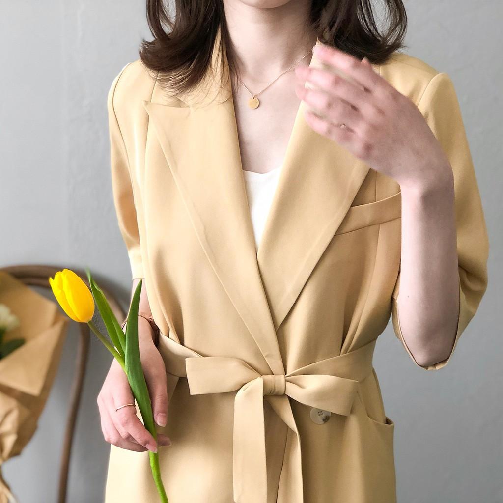 ÁO BLAZER NỮ NGẮN TAY PHỐI DÂY BUỘC EO