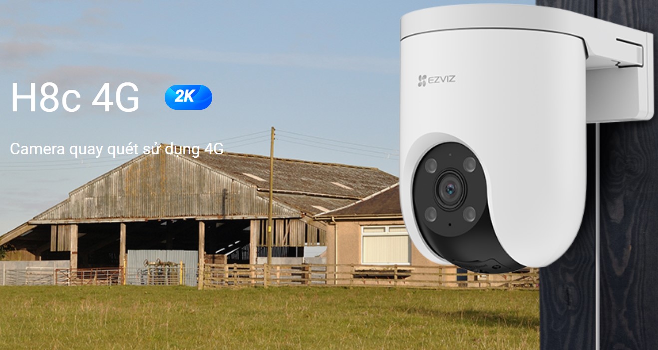 Camera Ezviz H8C 3MP dùng sim 4G, Cảnh báo AI, đàm thoại 2 chiều, Có màu ban đêm - hàng chính hãng