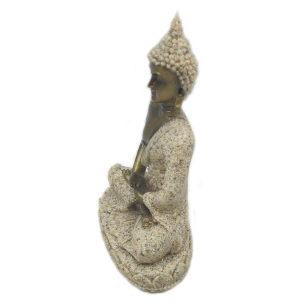 2Pieces Cottage Sandstone Meditation Buddha Statue Marble Sculpture Handmade Decor