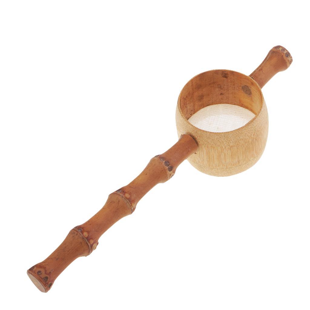 Tea Hobby Bamboo Tea Herb Filter Strainer Infuser Mesh Spoon Kitchen Gadget