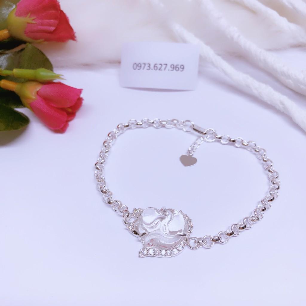 Lắc tay hồ ly dây xích bạc ta -