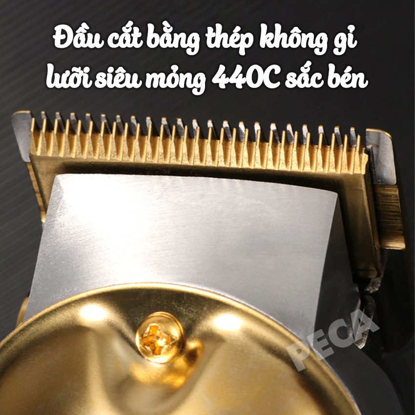 Tông đơ cắt tóc không dây chuyên nghiệp Kemei KM-1986 pin trâu màn hình hiển thị LCD dùng cắt tóc, cạo trắng tattoo tóc thích hợp sử dụng cho Barber shop, tiệm tóc ( Màu vàng )