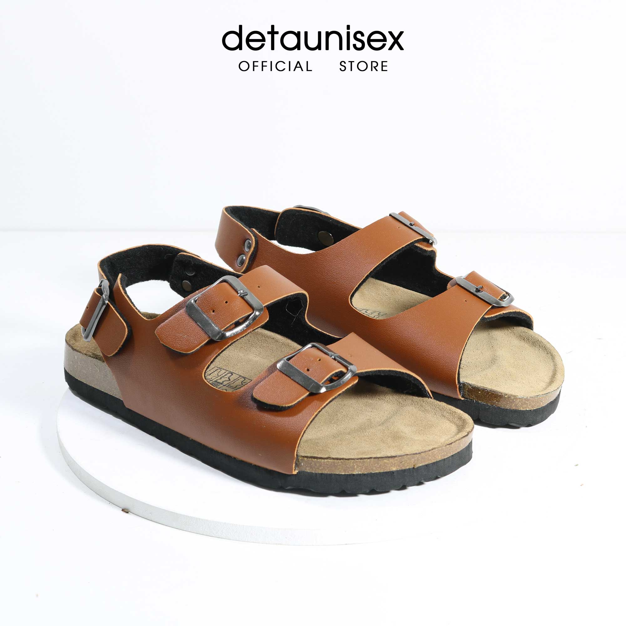 Giày Đế Trấu Sandal 2 Quai Ngang Khóa Nam Nữ Detaunisex Màu Bò - SATA21B