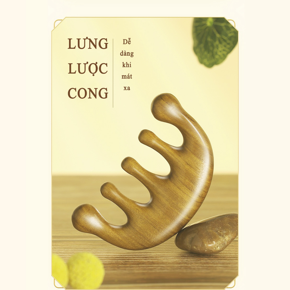 Lược Gỗ Thơm Mát Xa Da Đầu Răng Thưa Thư Giãn Giải Tỏa Áp Lực Độc Đáo - COH268