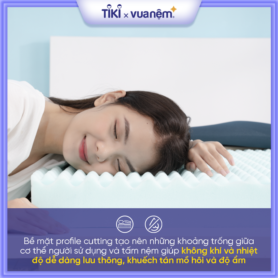 Nệm foam Goodnight Massage bán chạy số 1 Việt Nam 9cm tại Vua Nệm - Cấu trúc lượn sóng duy trì tư thế tự nhiên của cột sống