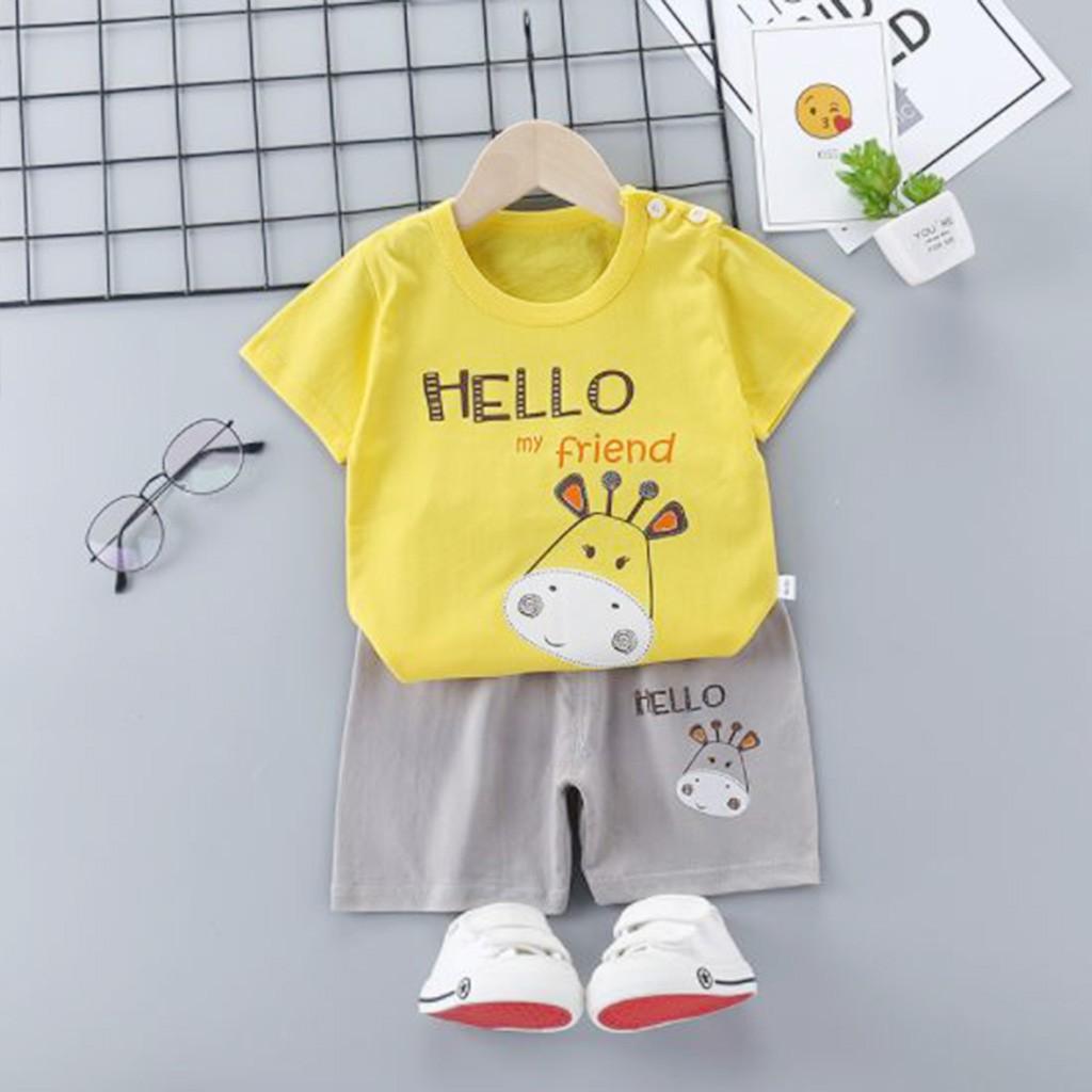 Bộ cộc tay cho bé trai gái sơ sinh Quần áo trẻ em mặc hè hàng Quảng châu cotton xịn thoáng mát - BCT03