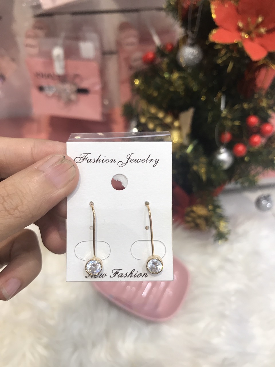 Đôi bông tai , hoa tai , trang sức kiểu dài hình 2 hột bạc viền vàng mini lấp lánh cho bạn nữ - 100BTTURU02