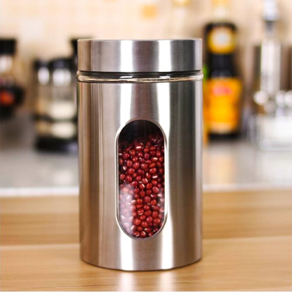 Hộp Đựng Thực Phẩm Thủy Tinh Bọc Inox Hình Trụ Tròn GAGI Mã GH21 Sang Trọng Chống Ẩm Mốc Tốt, Dày Dặn Siêu Bền - Hàng Chính Hãng - 950ml