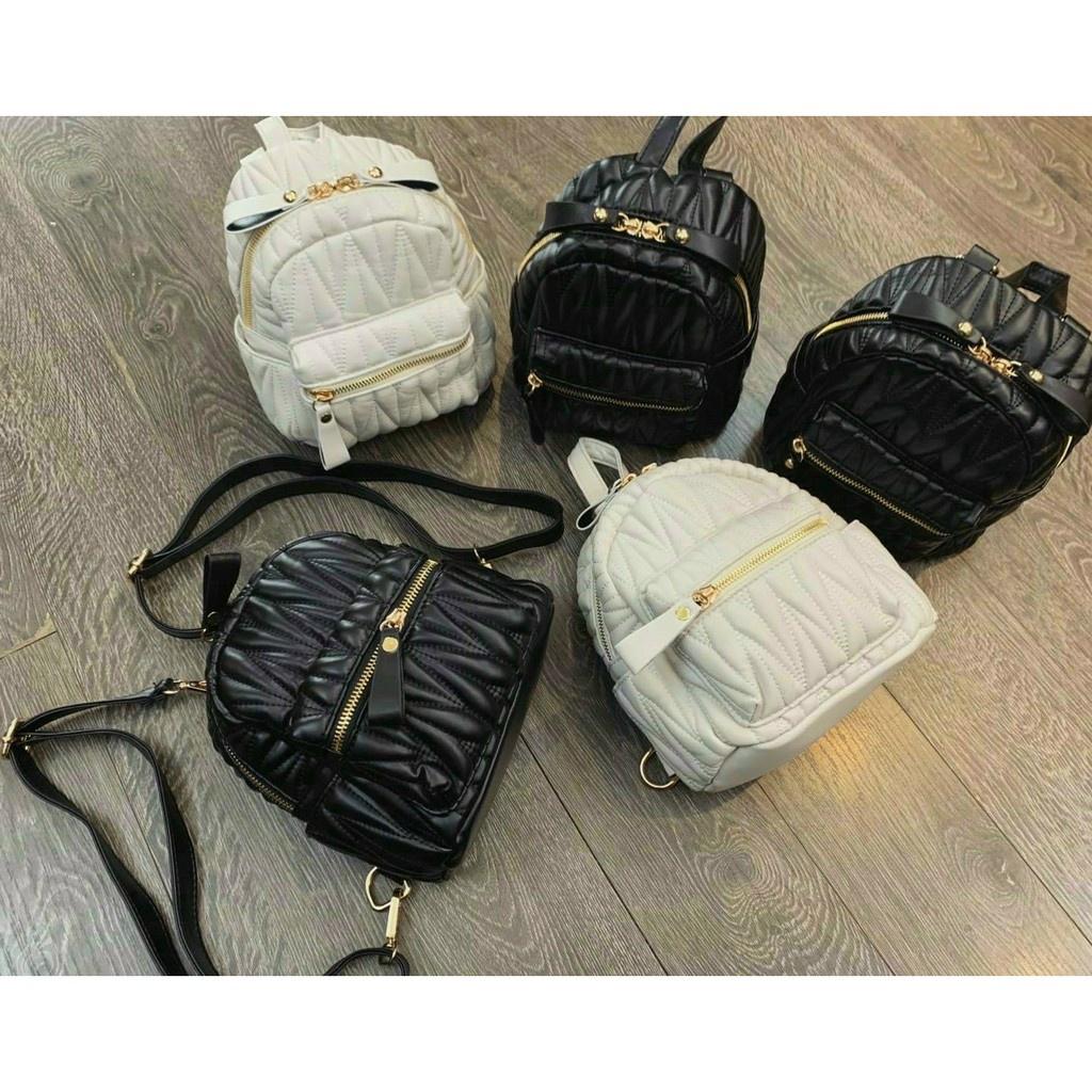 Balo thời trang nữ ZuCi nhỏ gọn tiện lợi mang đi chơi du lịch xinh xắn họa tiết kẻ trám phong cách Hàn Quốc cá tính - B55A56