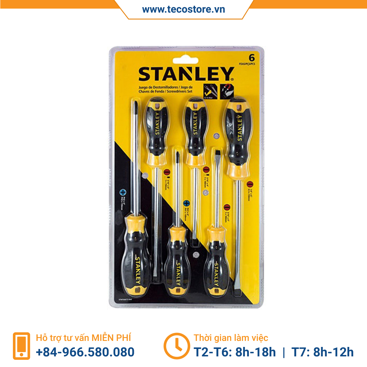 Bộ tuốc nơ vít 6 chi tiết Stanley STMT66672