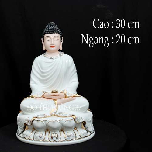 Tượng Phật Thích Ca Mâu Ni Ngồi Tĩnh Tâm - Bằng gốm sứ cao cấp