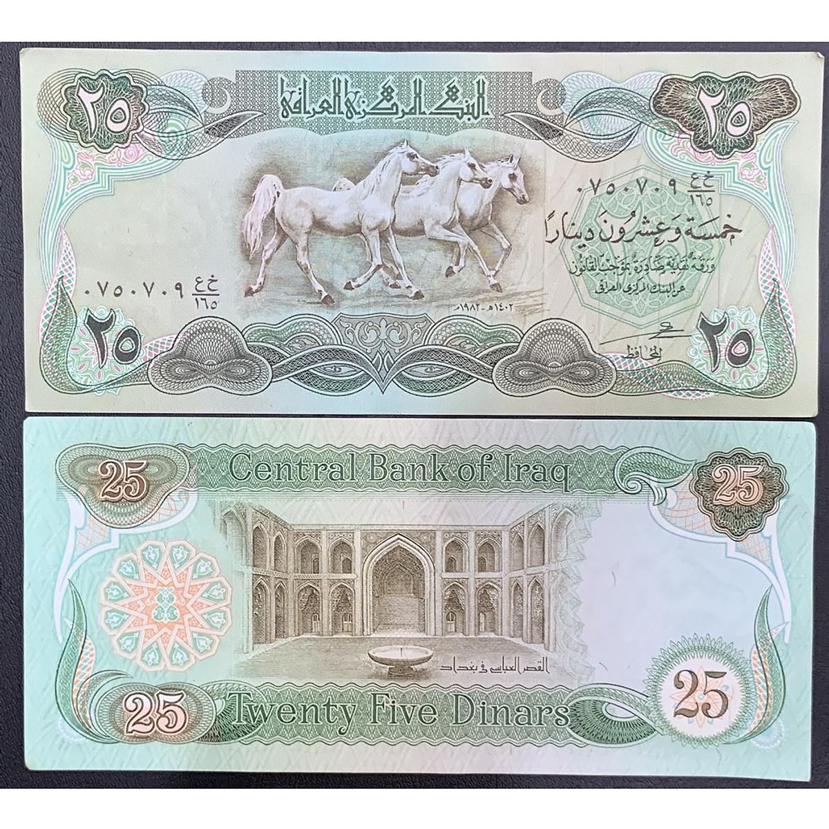 Sưu tầm tiền Iraq mệnh giá 25 Dinar hình con Ngựa sưu tầm làm quà tặng , tiền châu Á , Mới 100% UNC - kèm túi nilong bảo quản - PASA House