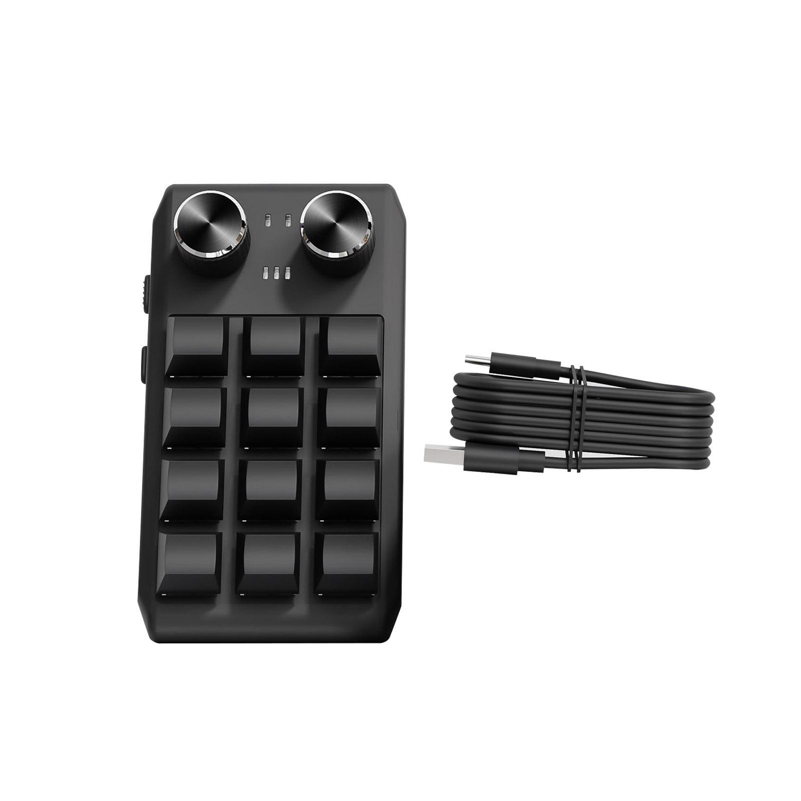 12 Keys Keyboard RGB Non Slip with USB Cable with 2 Knob Standard Keyboard Programming Keyboard Mini Keypad for Games Designers