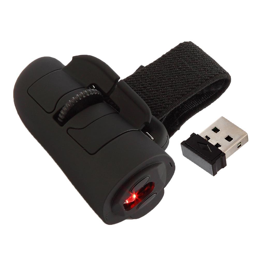 Mini Wireless USB Finger Mouse Optical Handheld Mice for Laptop PC Black