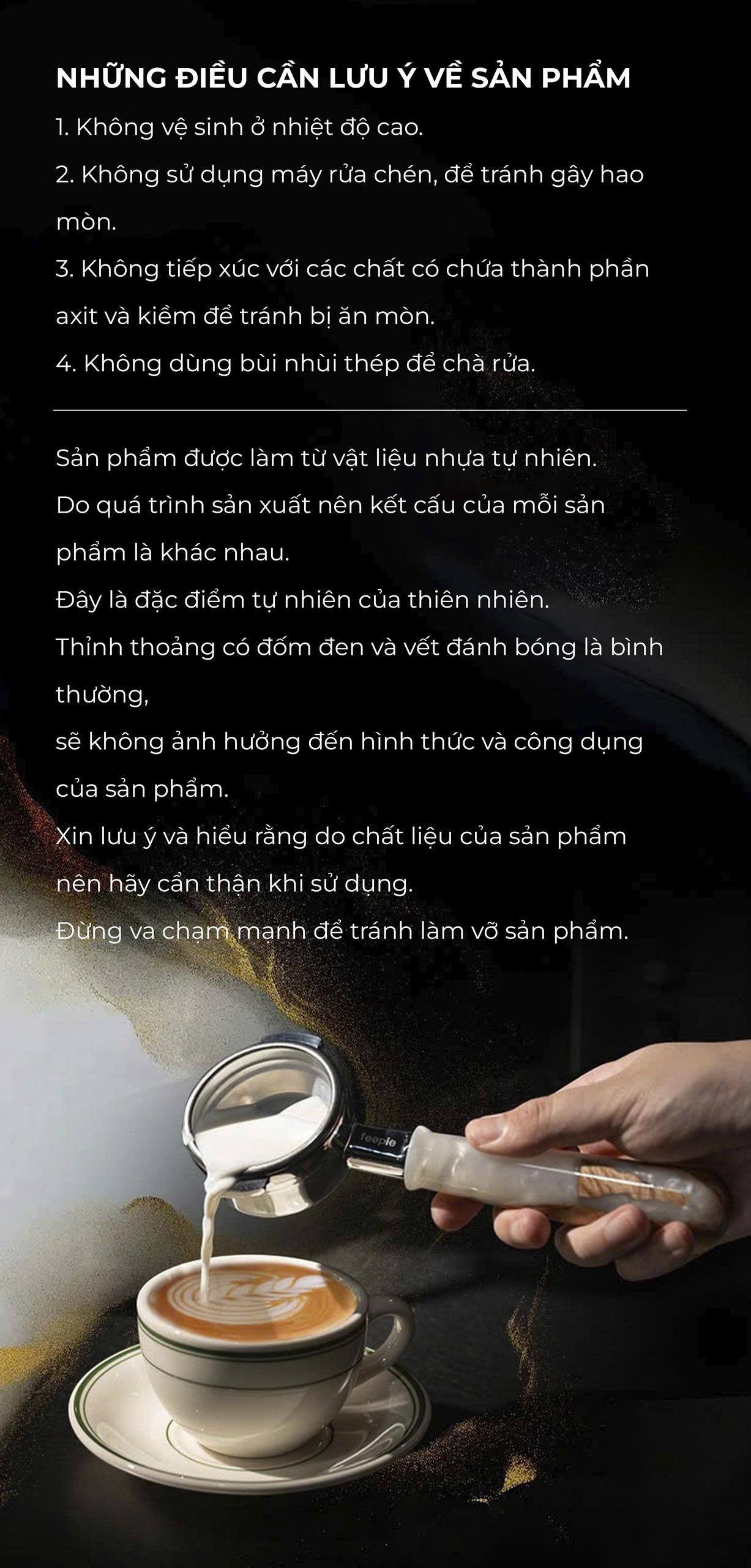 Tay cầm espresso không đáy kết hợp của gỗ và nhựa cây tư nhiên FEEPIE