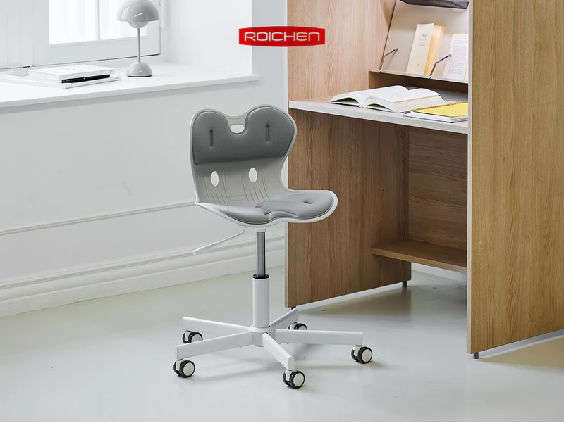 Ghế chỉnh dáng ngồi đúng có chân xoay Roichen - WOW Hàn Quốc Ghế xám chân trắng