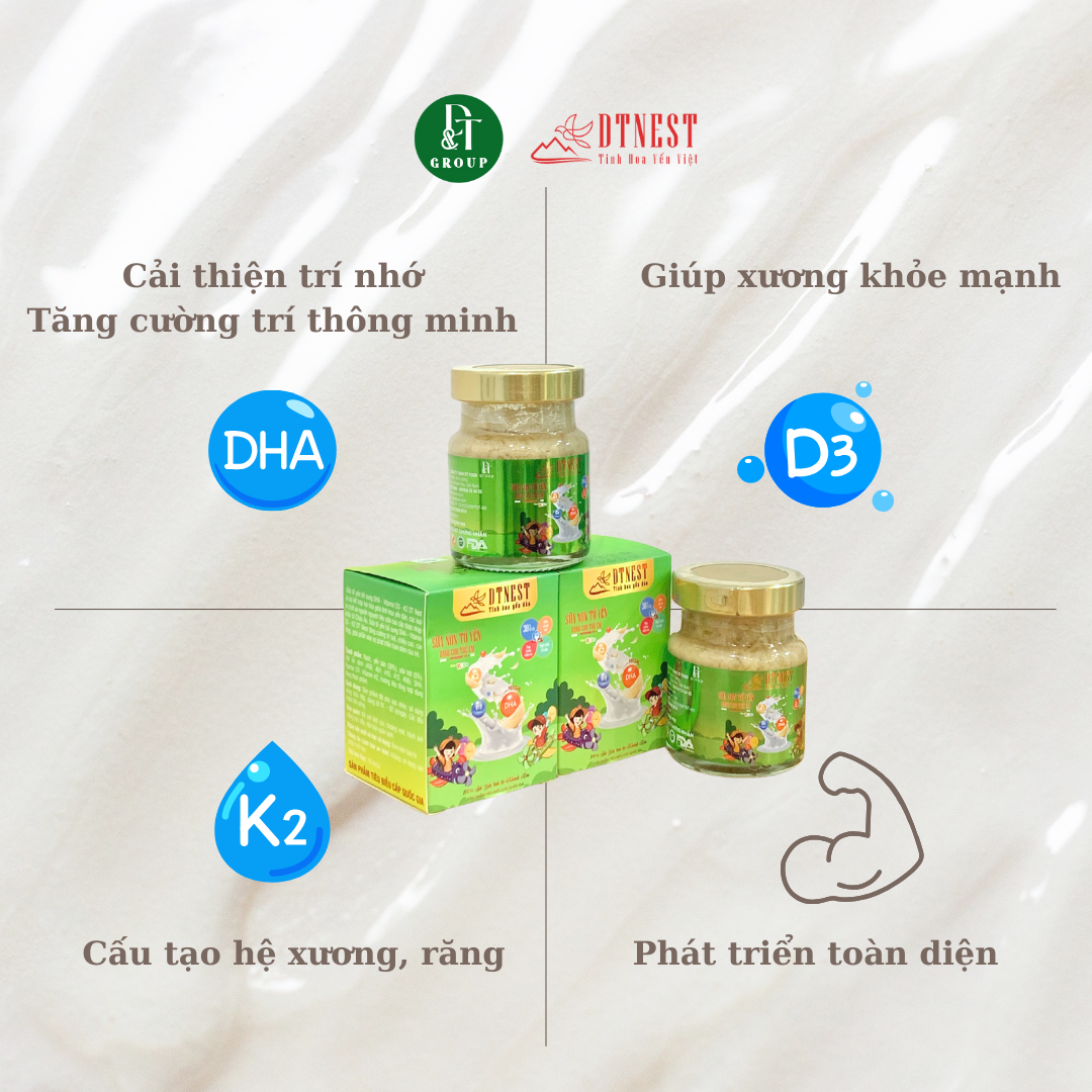 Đặc sản Khánh Hòa - Lốc Sữa yến dành cho trẻ em DHA + D3 + K2 70ml DT NEST/ DT FOOD